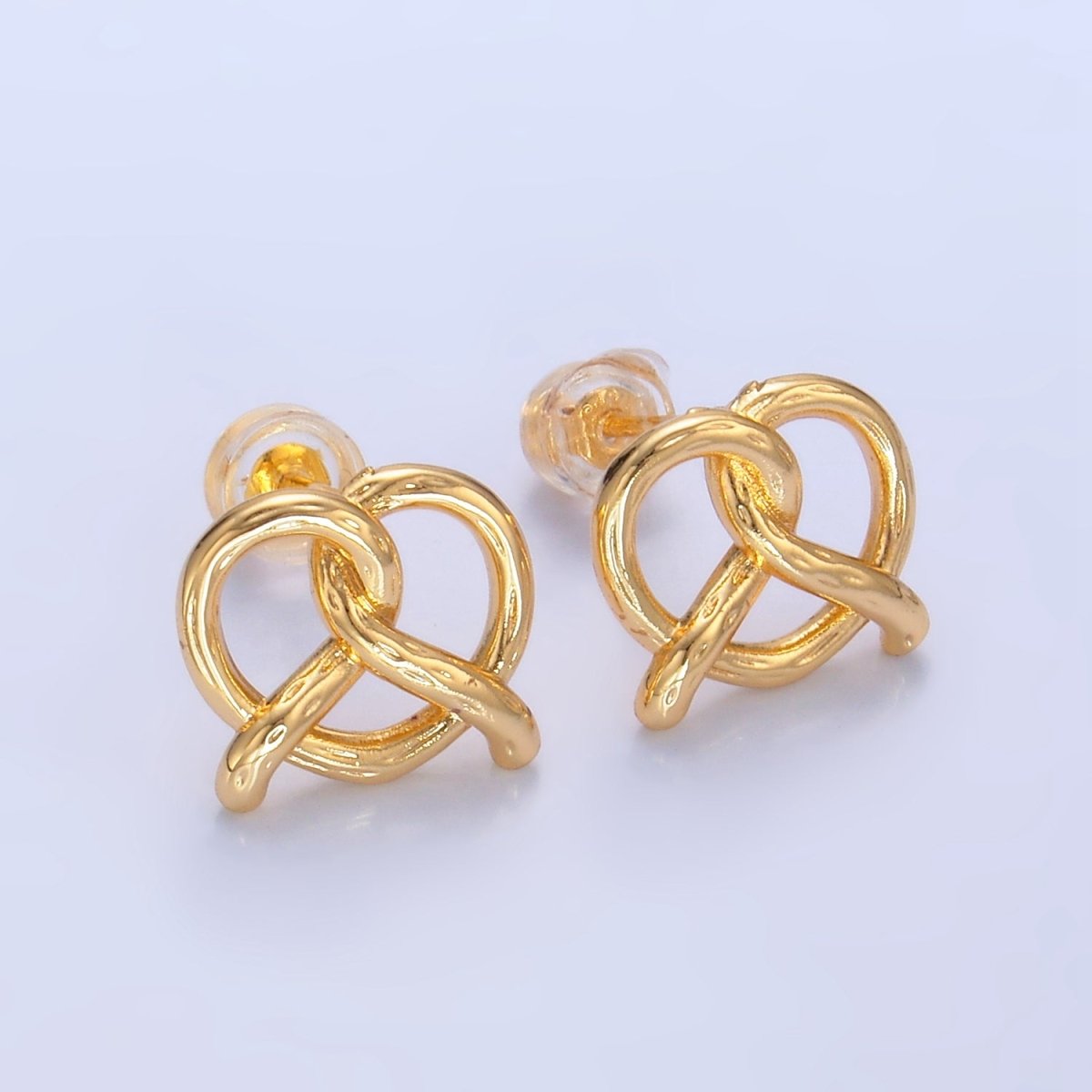 24K Gold Filled Pretzel Pastry Minimalist Stud Earrings | V493 - DLUXCA