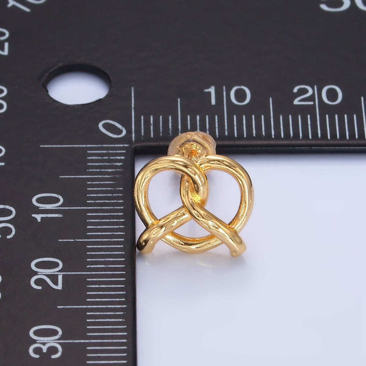 24K Gold Filled Pretzel Pastry Minimalist Stud Earrings | V493 - DLUXCA