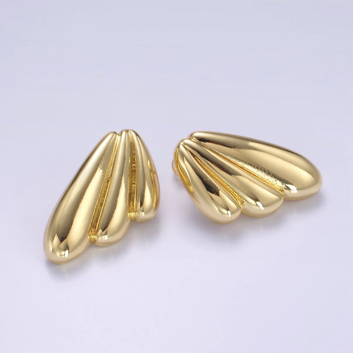 24K Gold Filled Puffed Croissant Wings Earrings Set in Gold & Silver | P534 P535 - DLUXCA