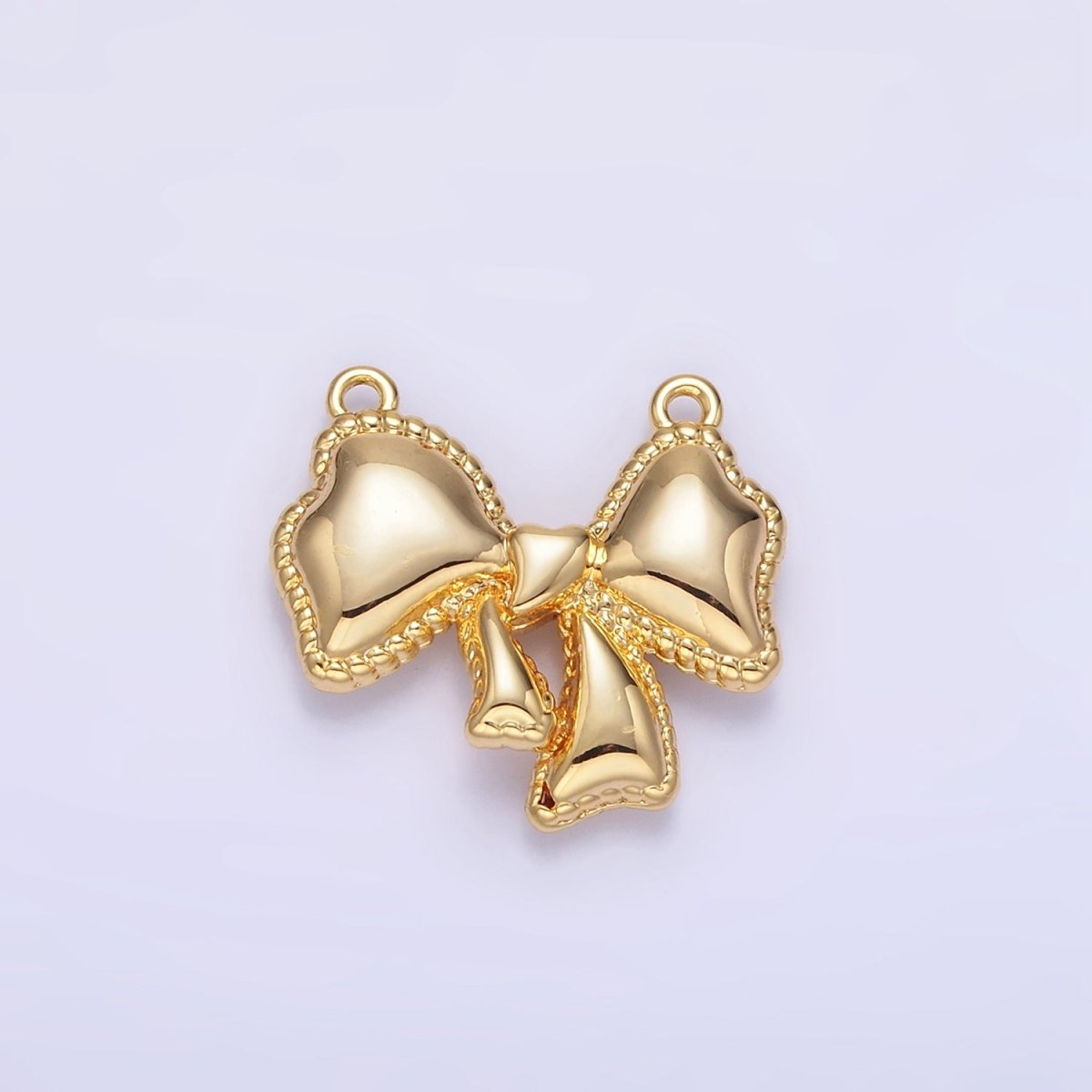 24K Gold Filled Puffed Ribbon Bow Connector | G826 - DLUXCA