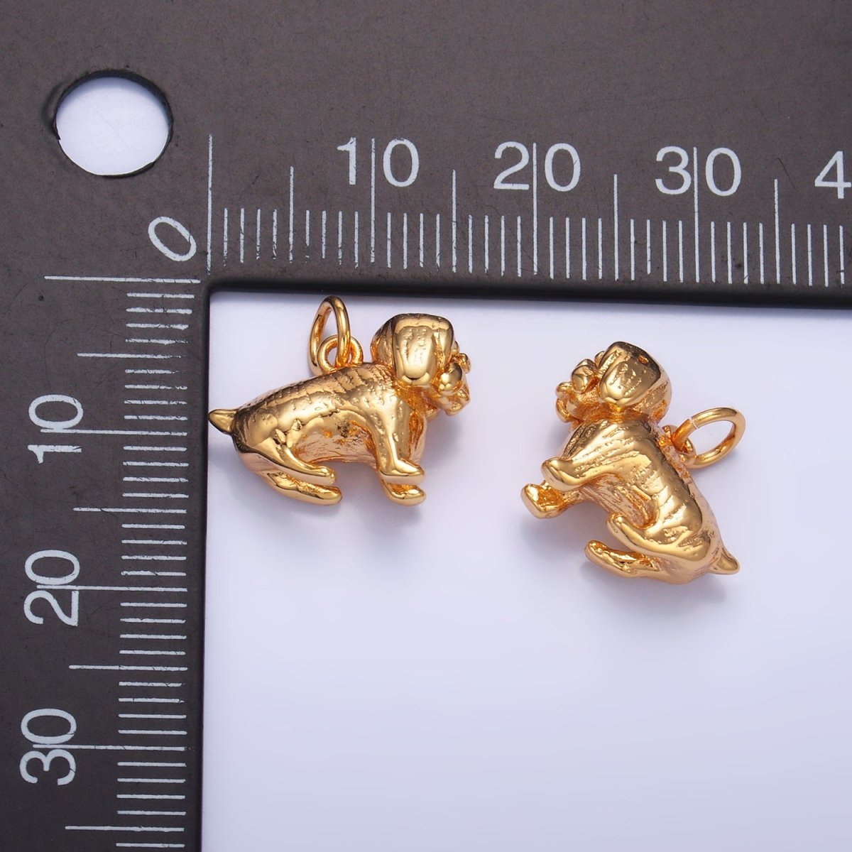 24K Gold Filled Pug Pit Bull Pet Dog 3D Multidimensional Charm | W390 - DLUXCA