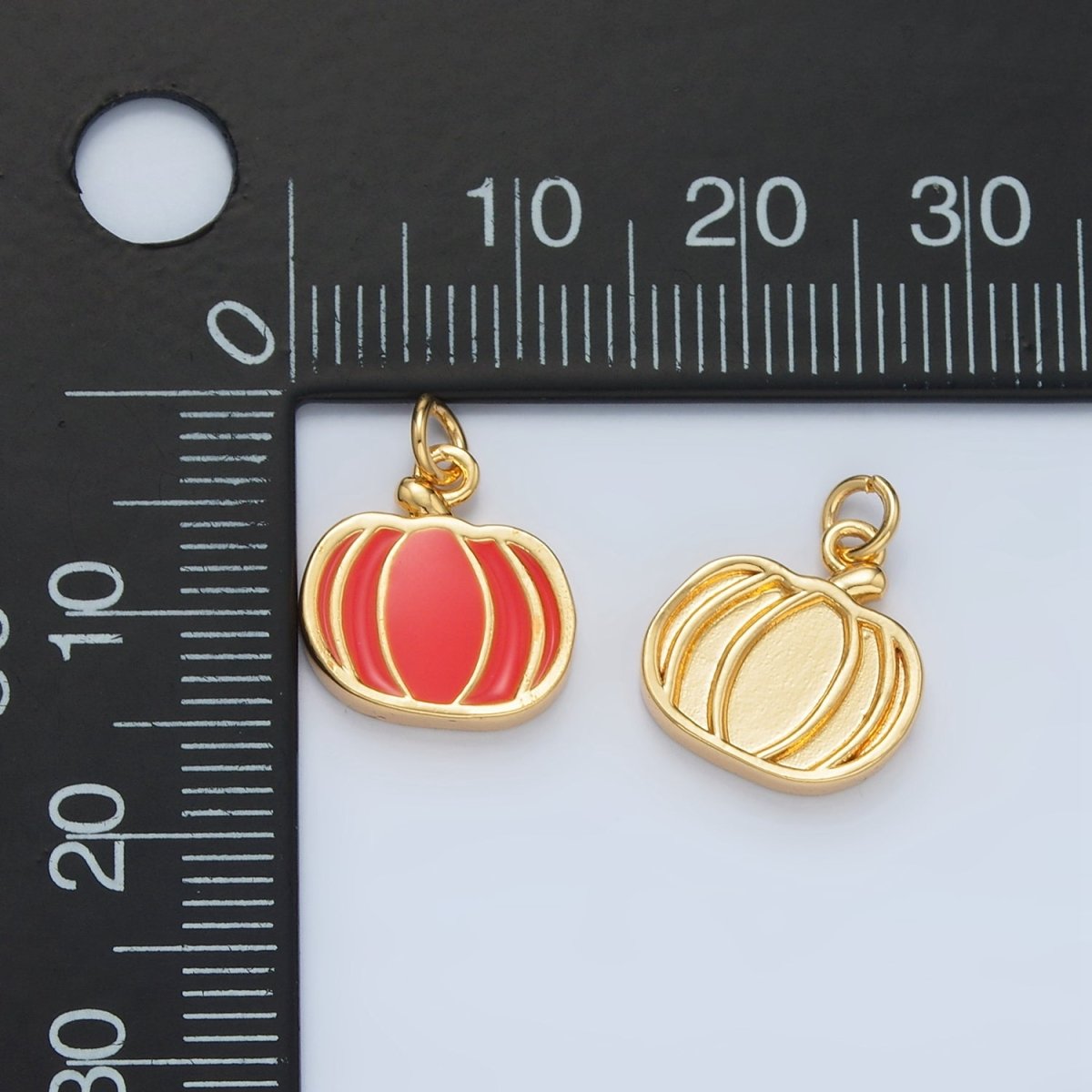 24K Gold Filled Pumpkin Fruit Enamel Charm in Gold & Silver | N927 - DLUXCA