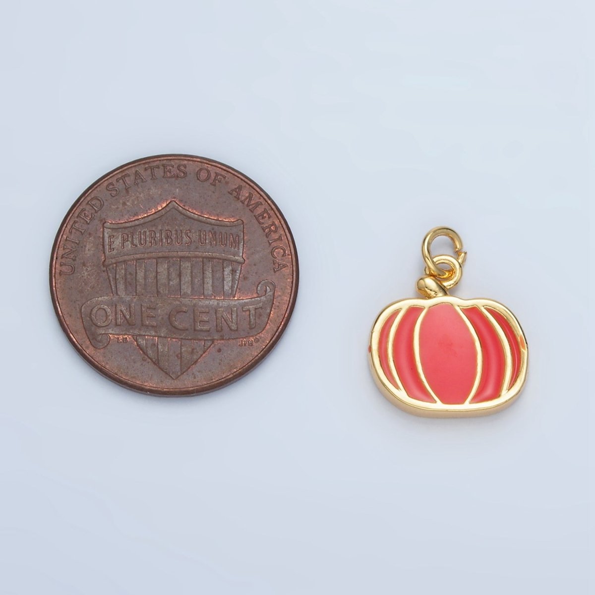 24K Gold Filled Pumpkin Fruit Enamel Charm in Gold & Silver | N927 - DLUXCA