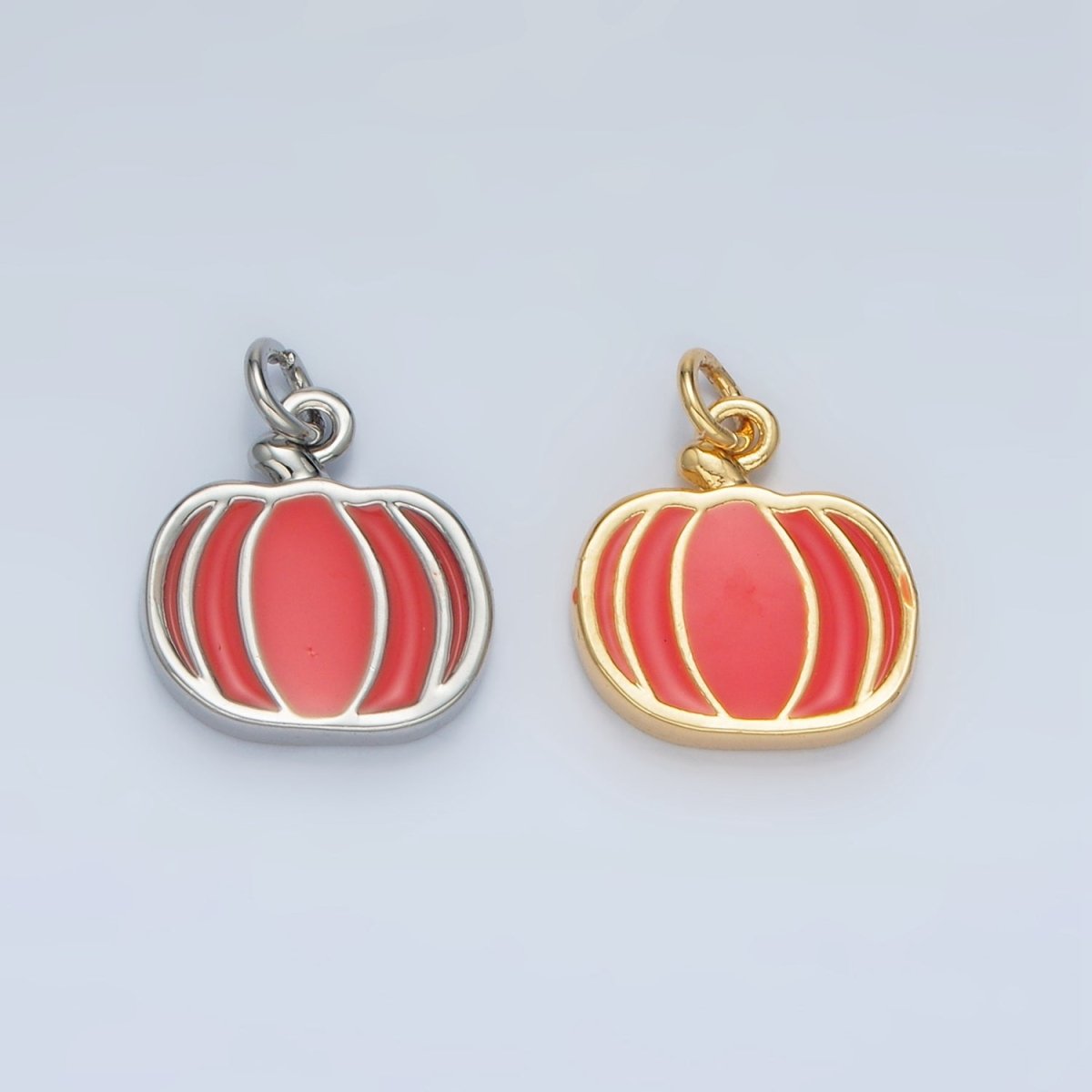 24K Gold Filled Pumpkin Fruit Enamel Charm in Gold & Silver | N927 - DLUXCA