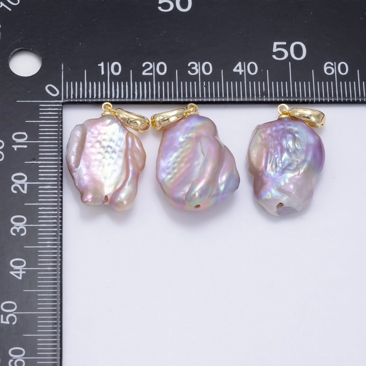 24K Gold Filled Purple Baroque Freshwater Pearl Snap Latch Bail Pendant | P1893 - DLUXCA