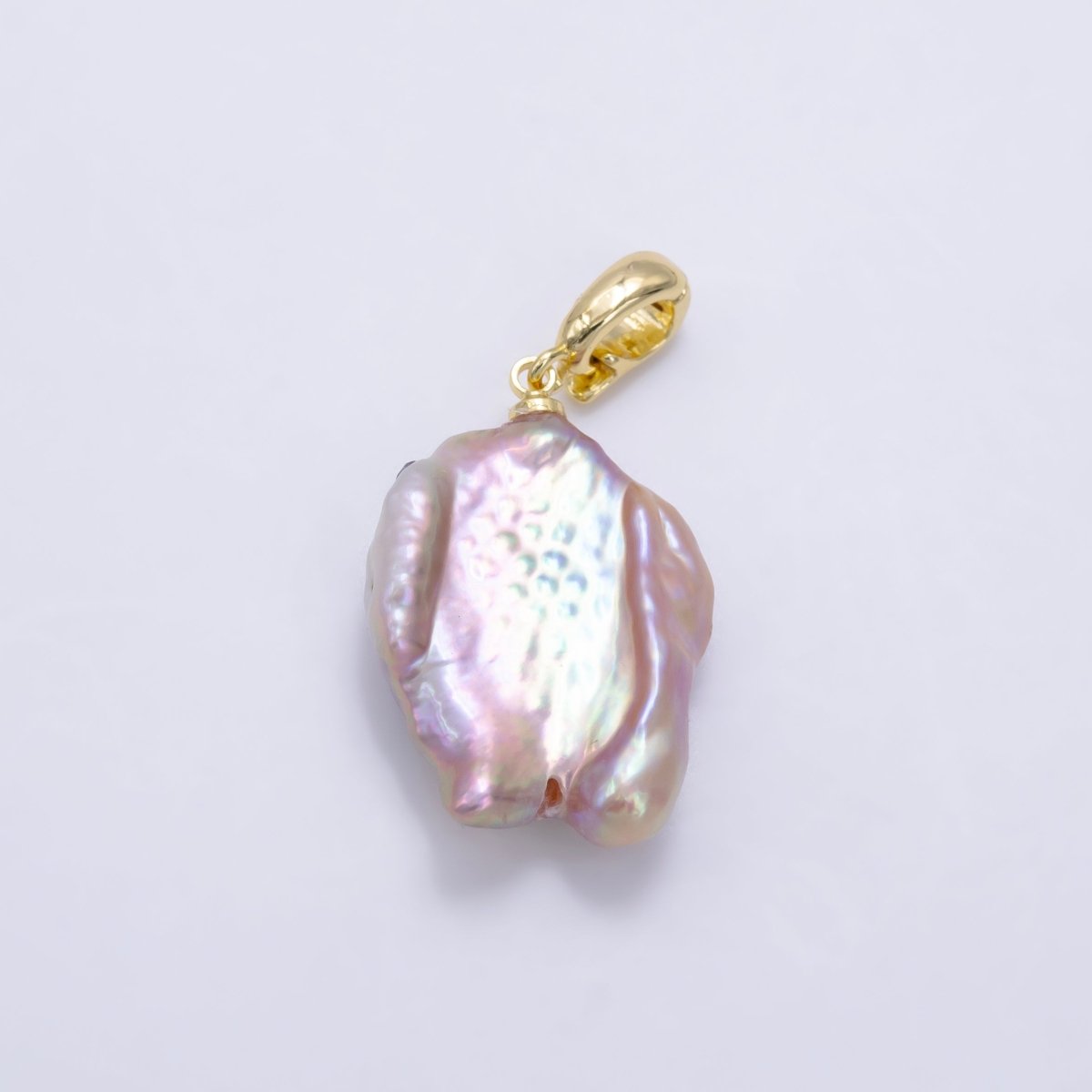 24K Gold Filled Purple Baroque Freshwater Pearl Snap Latch Bail Pendant | P1893 - DLUXCA