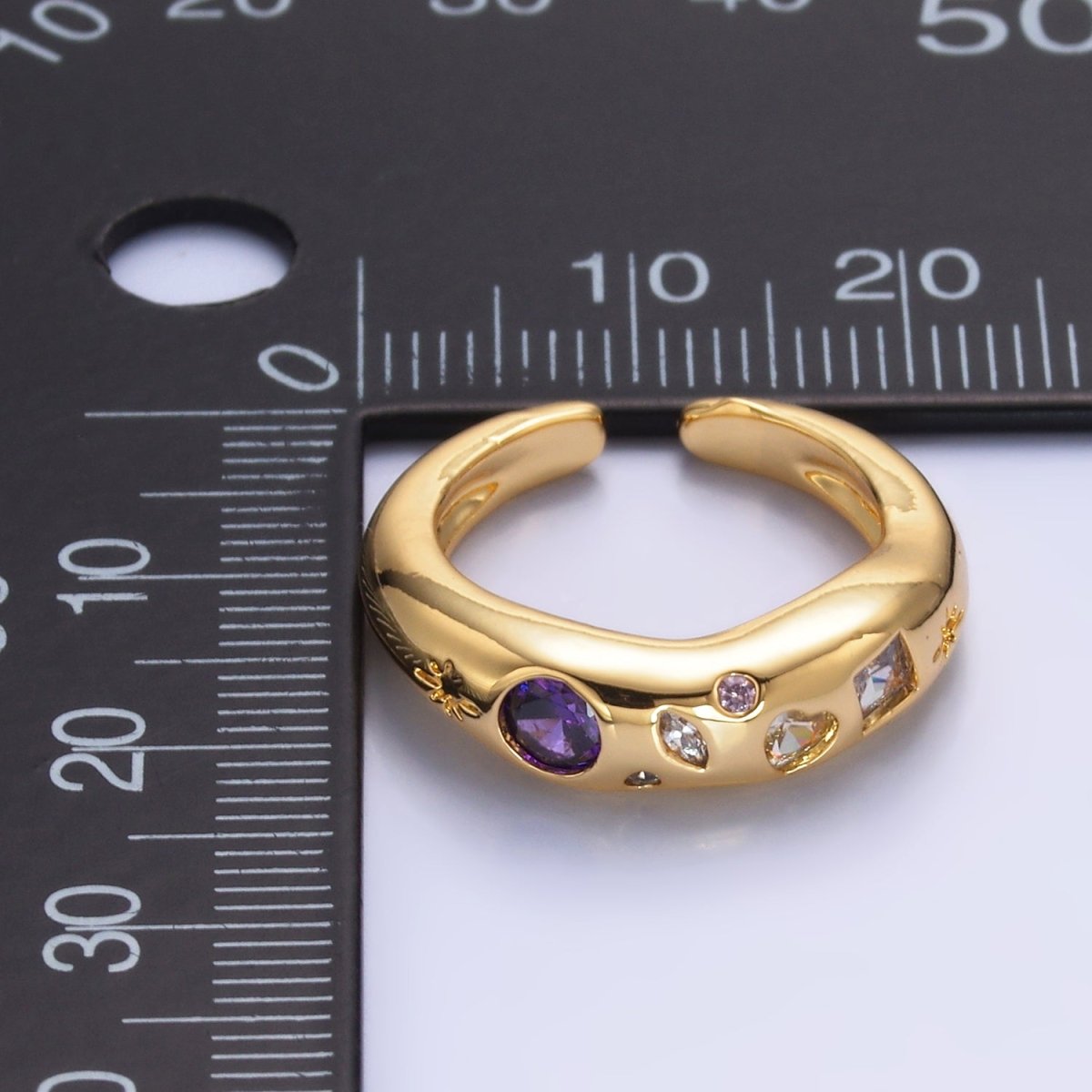 24K Gold Filled Purple CZ Abstract Celestial Galaxy North Star Ring | O671 - DLUXCA