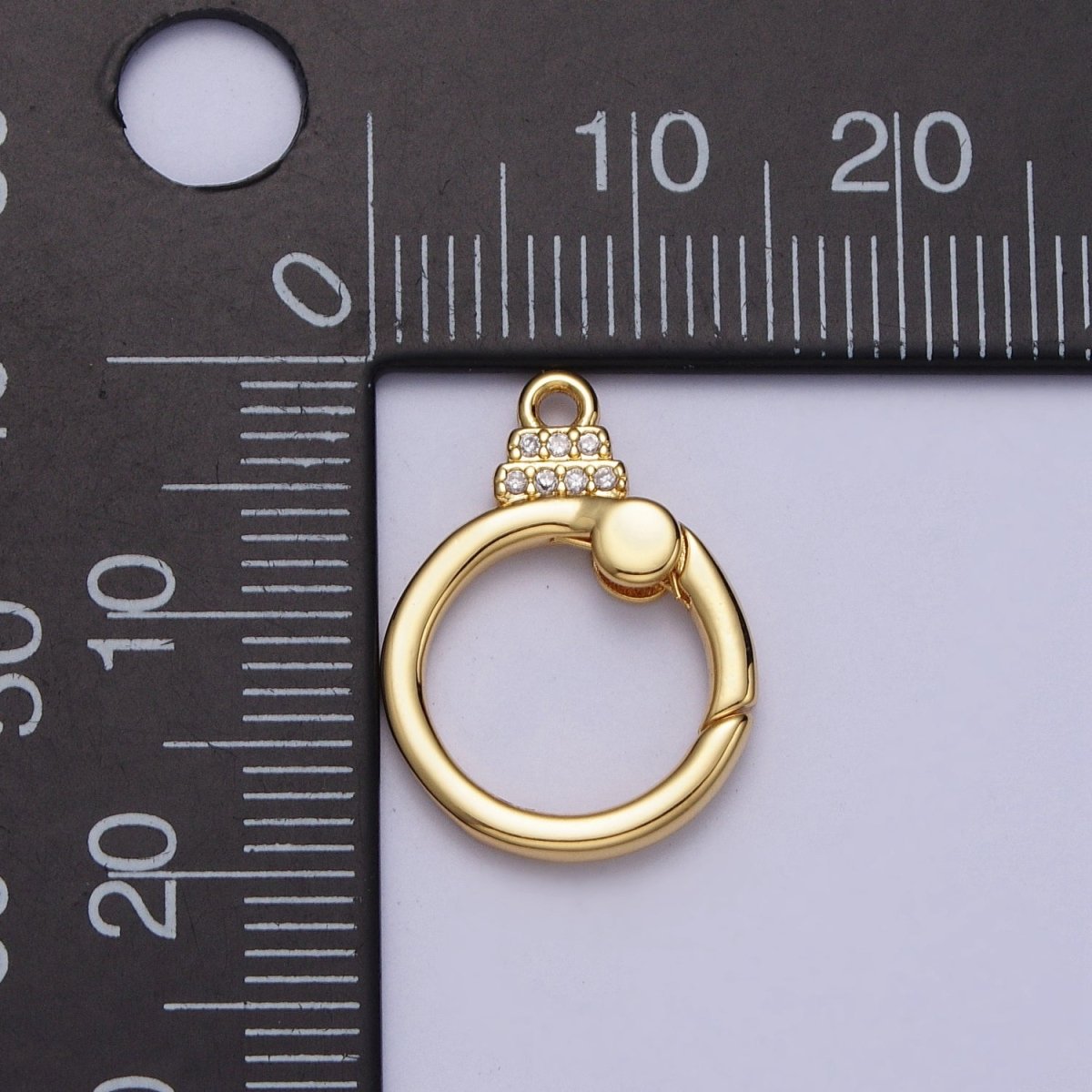 24K Gold Filled Push Gate Micro Paved CZ Minimalist Clasps Closure Finding | Z029 - DLUXCA