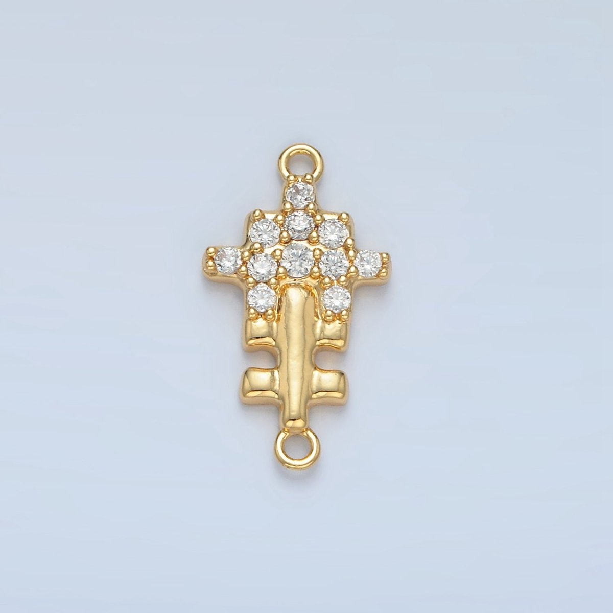 24K Gold Filled Puzzle Piece Micro Paved CZ Geometric Connector | F444 - DLUXCA