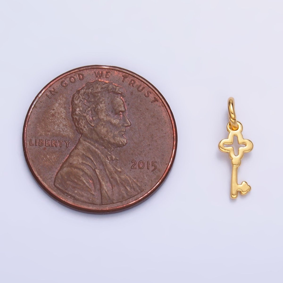 24K Gold Filled Quatrefoil Clover Key Mini Charm | M179 - DLUXCA
