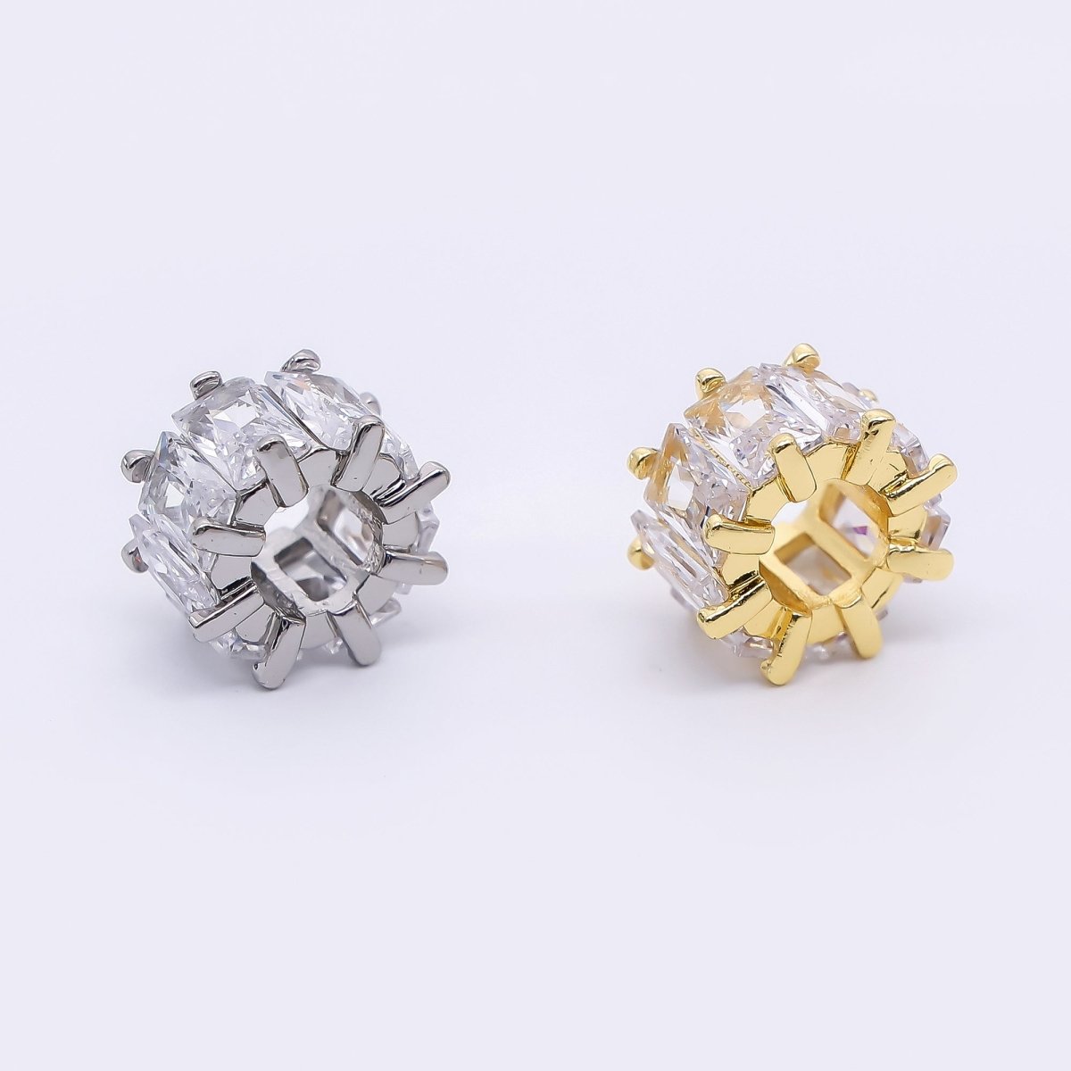 24K Gold Filled Rectangular CZ Tube - Rondelle Hole Bead Spacer | B - 050 - DLUXCA