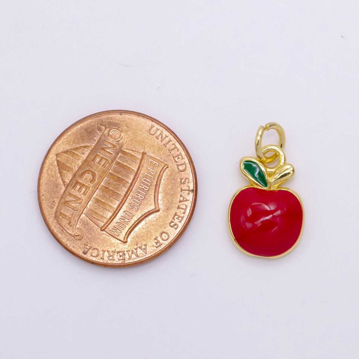 24K Gold Filled Red Apple Fruit Charm D - 928 - DLUXCA