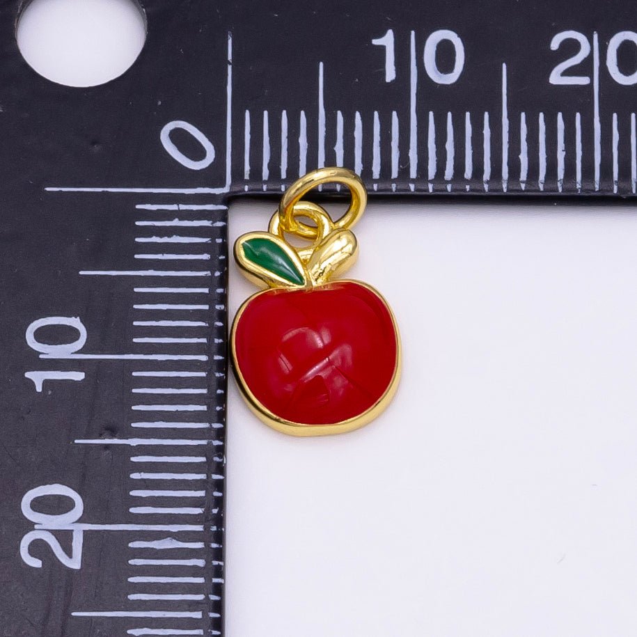 24K Gold Filled Red Apple Fruit Charm D - 928 - DLUXCA