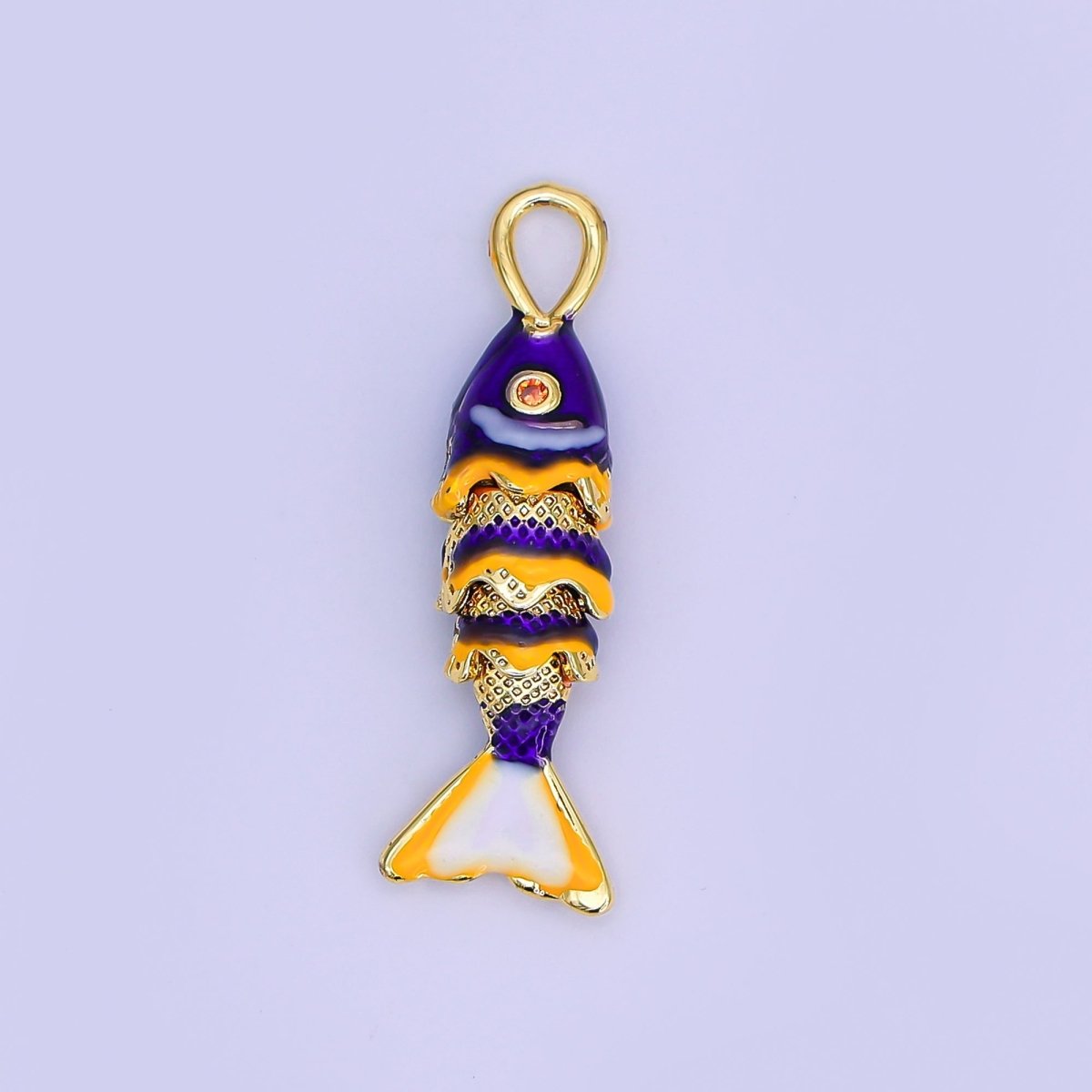 24K Gold Filled Red, Blue Enamel Fish 3D Multidimensional Charm | AH492 AH493 - DLUXCA