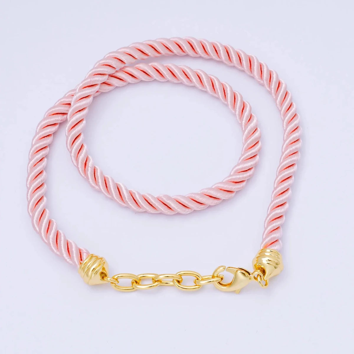 24K Gold Filled Red, Blue, Pink, Beige Twisted Braided Cord Chain | WA - 2440 ~ WA - 3830 - DLUXCA