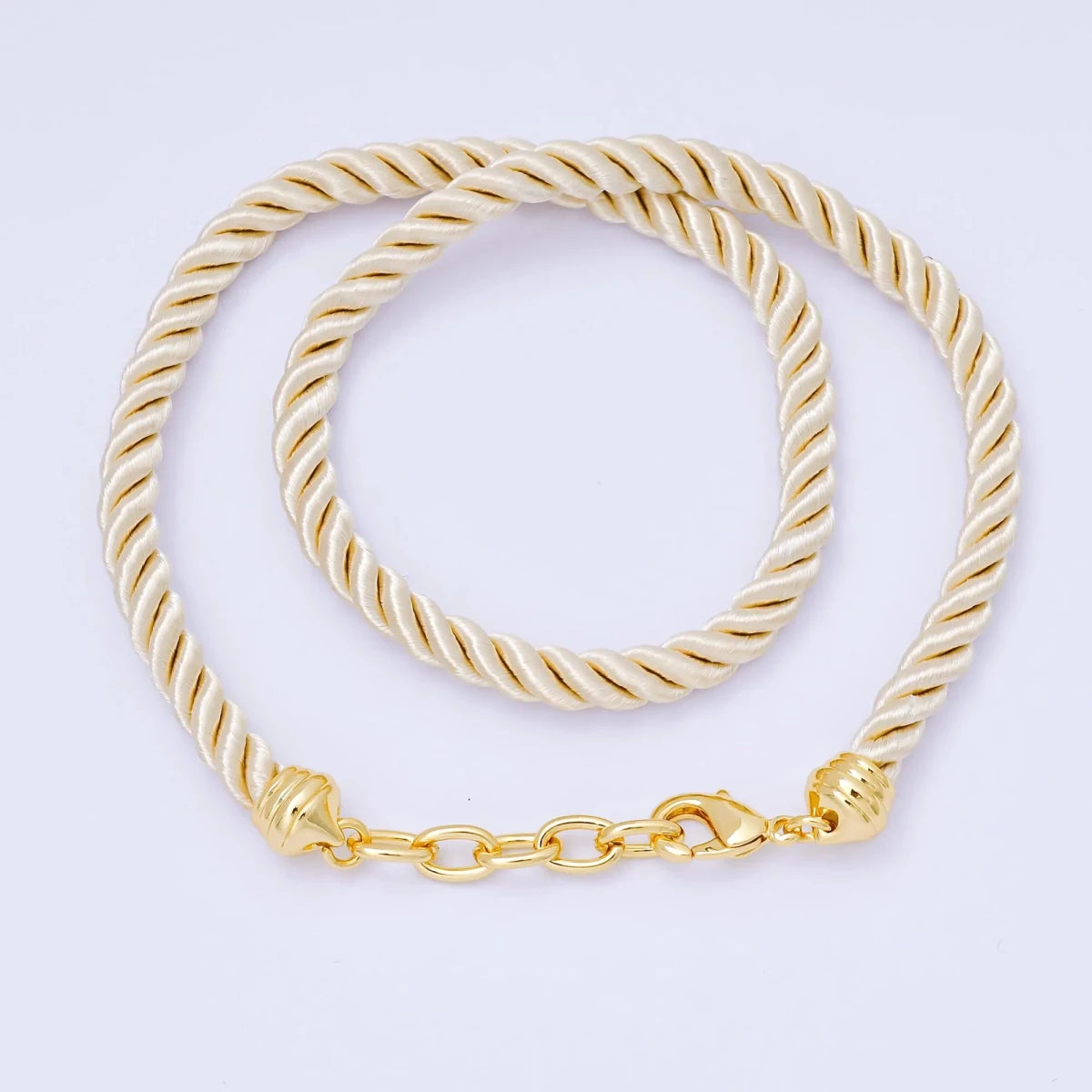 24K Gold Filled Red, Blue, Pink, Beige Twisted Braided Cord Chain | WA - 2440 ~ WA - 3830 - DLUXCA