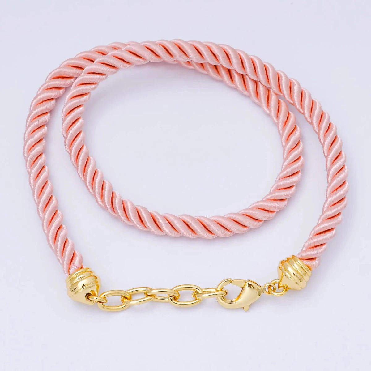 24K Gold Filled Red, Blue, Pink, Beige Twisted Braided Cord Chain | WA - 2440 ~ WA - 3830 - DLUXCA