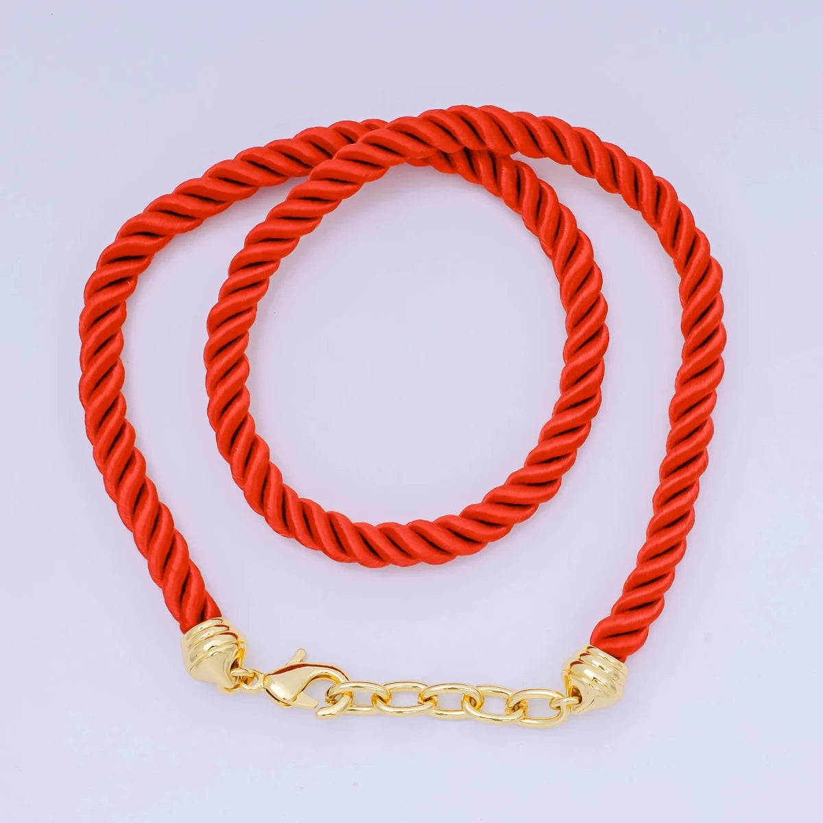 24K Gold Filled Red, Blue, Pink, Beige Twisted Braided Cord Chain | WA - 2440 ~ WA - 3830 - DLUXCA