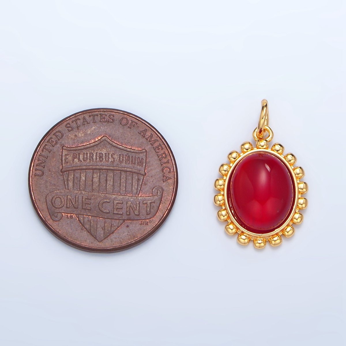 24K Gold Filled Red Carnelian Cabochon Bubble Bezel Charm | X822 - DLUXCA