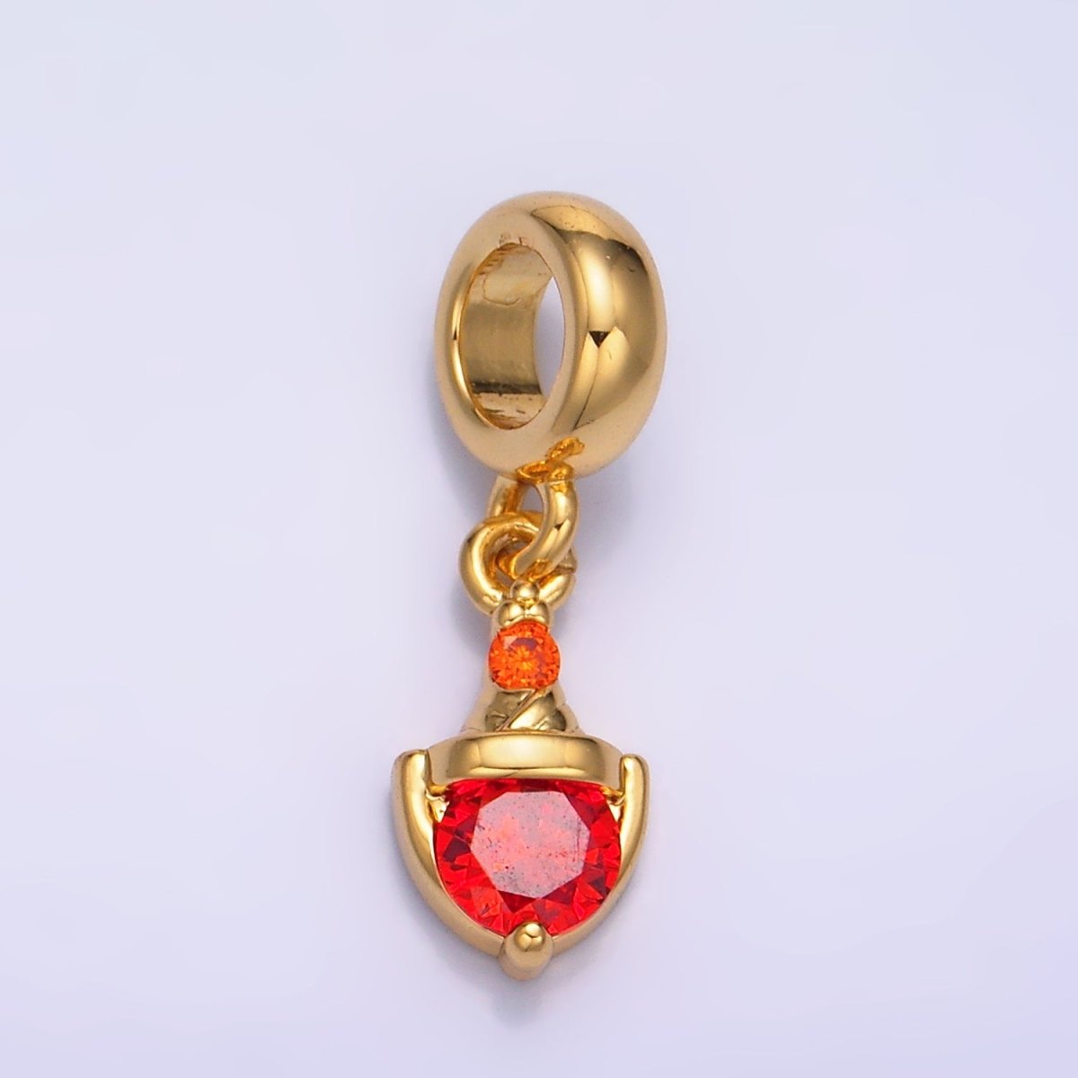 24K Gold Filled Red CZ Birthstone Rhondelle Drop Pendant | W273 - DLUXCA