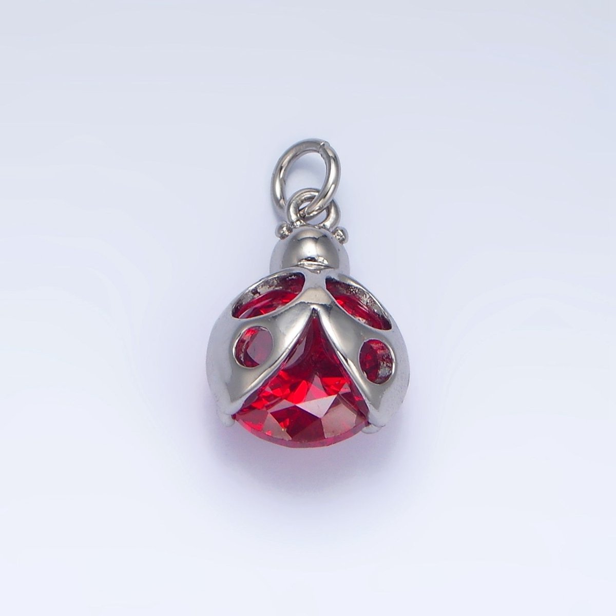 24K Gold Filled Red CZ Ladybug Insect Charm in Gold & Silver | W063 - DLUXCA