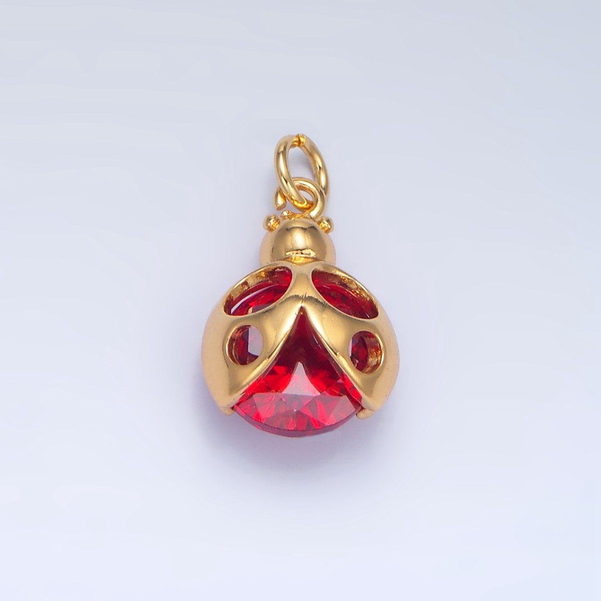 24K Gold Filled Red CZ Ladybug Insect Charm in Gold & Silver | W063 - DLUXCA