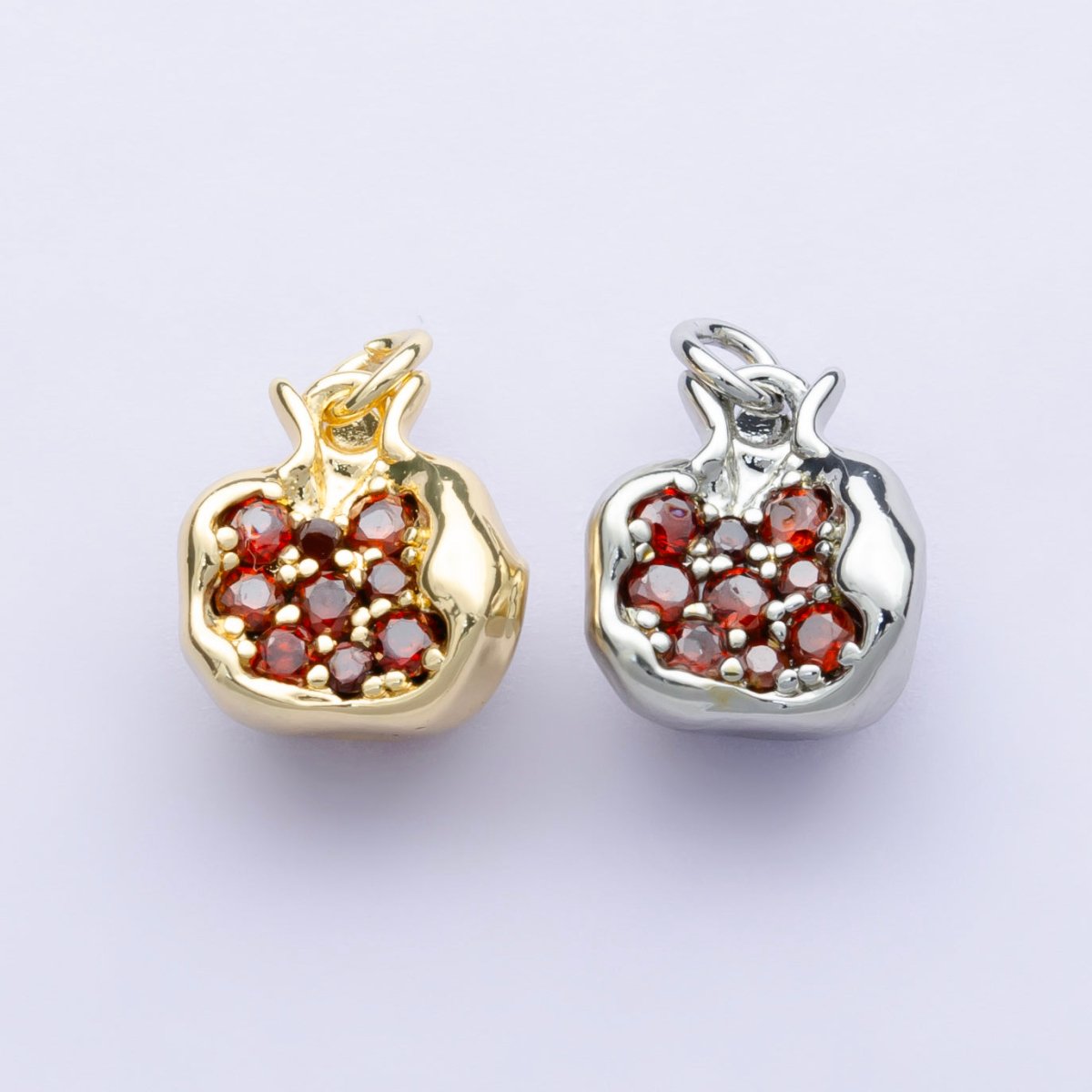 24K Gold Filled Red CZ Pomegranate Fruit Charm in Gold & Silver | C016 - DLUXCA