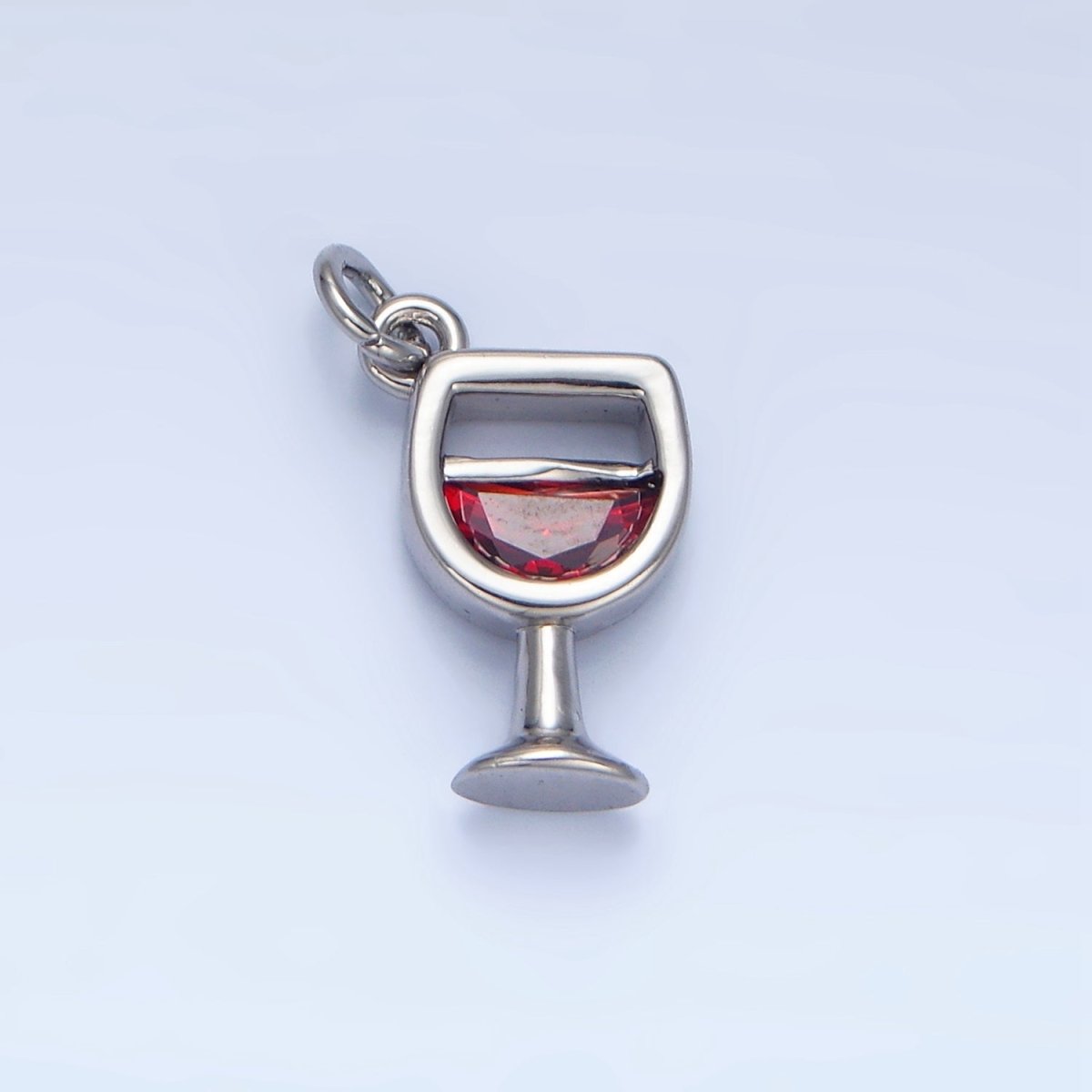 24K Gold Filled Red CZ Red Wine Alcoholic Drink Charm in Gold & Silver | W080 - DLUXCA