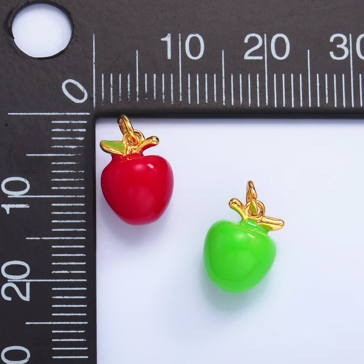 24K Gold Filled Red, Green Apple Fruit Charm | W344 - DLUXCA