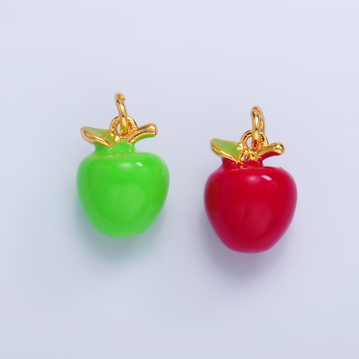 24K Gold Filled Red, Green Apple Fruit Charm | W344 - DLUXCA