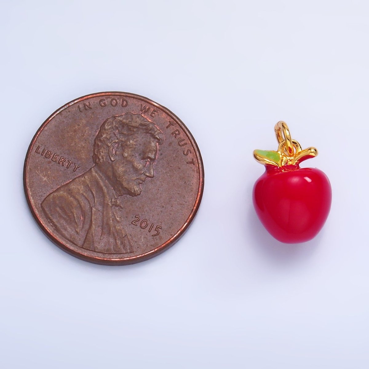 24K Gold Filled Red, Green Apple Fruit Charm | W344 - DLUXCA