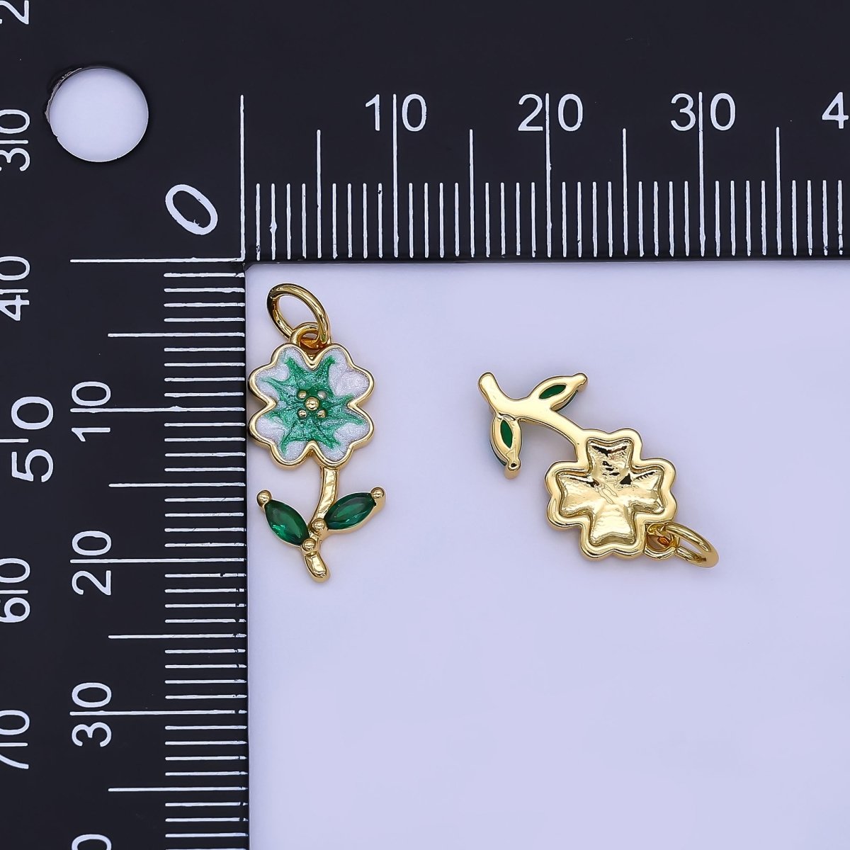 24K Gold Filled Red, Green, Pink Enamel Daisy Flower Charm | AF506 - AF507 - DLUXCA