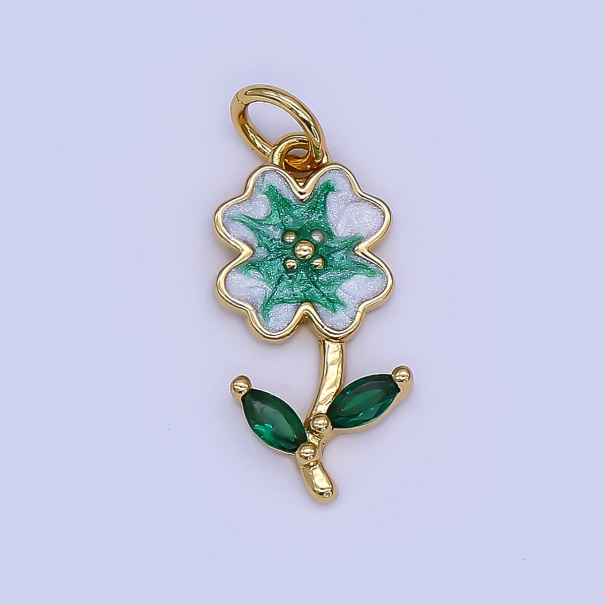 24K Gold Filled Red, Green, Pink Enamel Daisy Flower Charm | AF506 - AF507 - DLUXCA