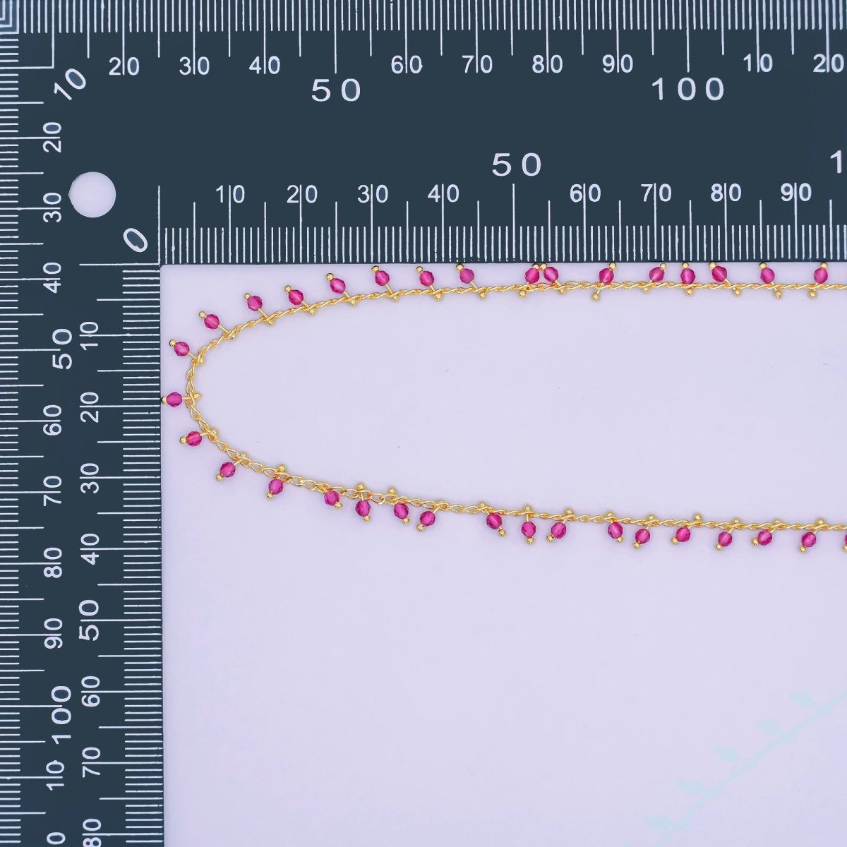 24K Gold Filled Red Multifaceted Crystal Drop Link Unfinished Chain by Yard | Roll - 1667 - DLUXCA