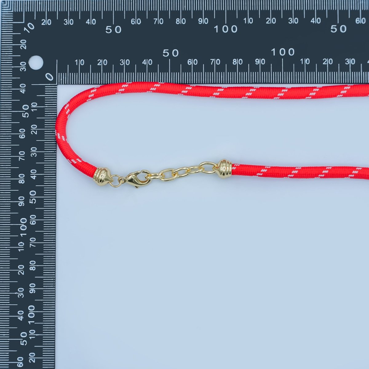 24K Gold Filled Red, Pink, Blue, Green, Beige, Teal Cord Chain Necklace | WA - 3061 ~ WA - 3066 - DLUXCA