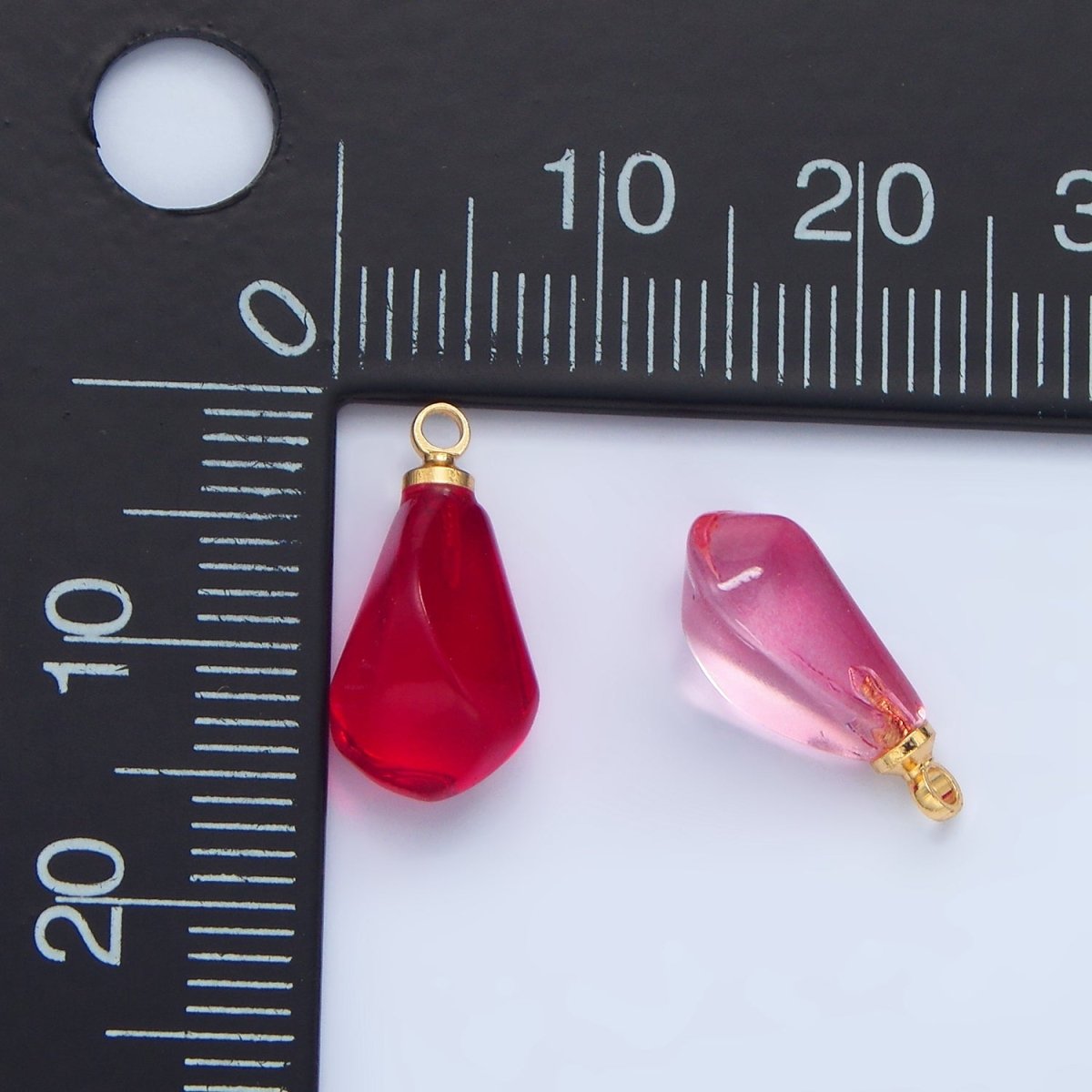 24K Gold Filled Red Pomegranate Seed Glass Charm | X905 X907 - DLUXCA