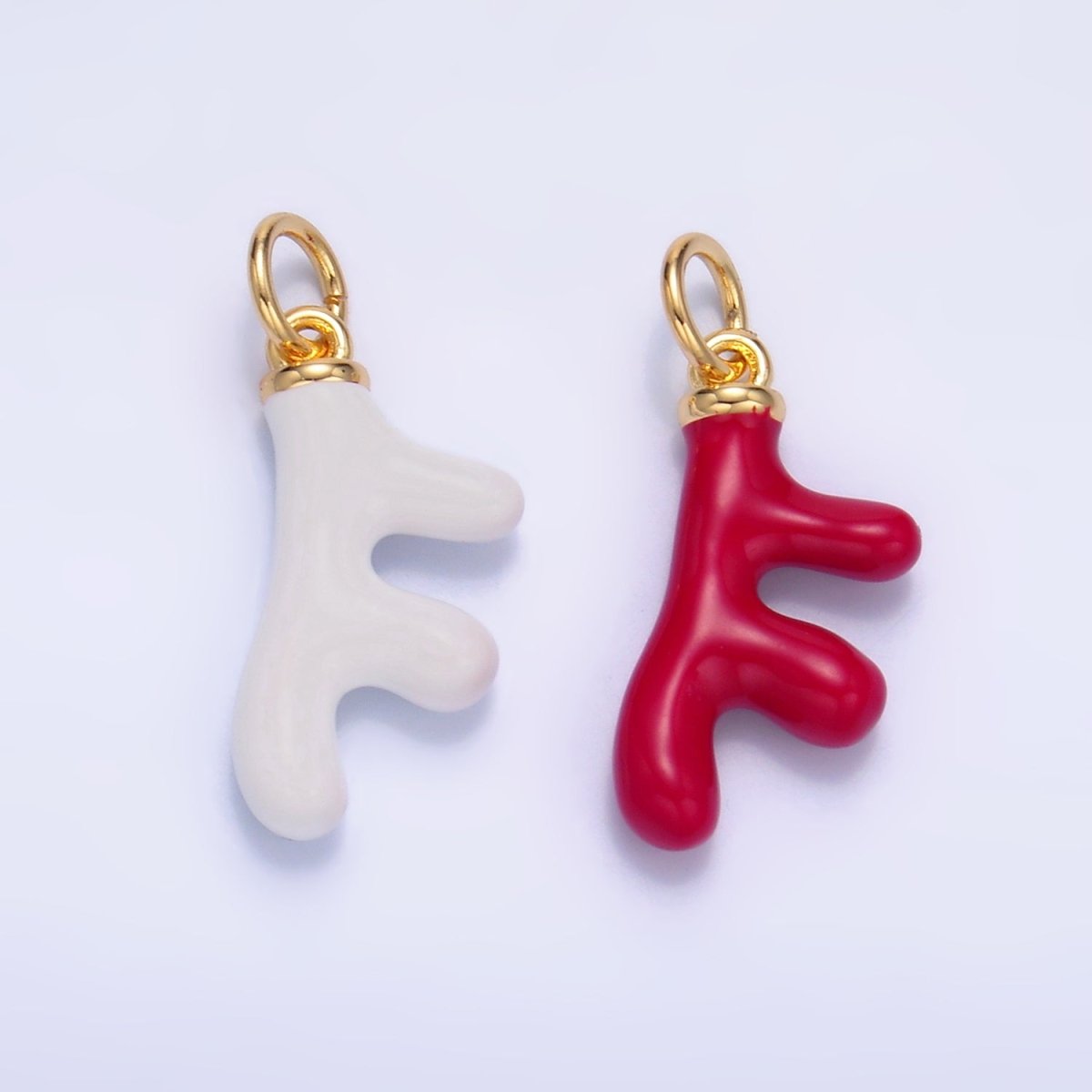 24K Gold Filled Red, White, Blue Enamel Coral Reef Sea Charm | W324 W440 - DLUXCA