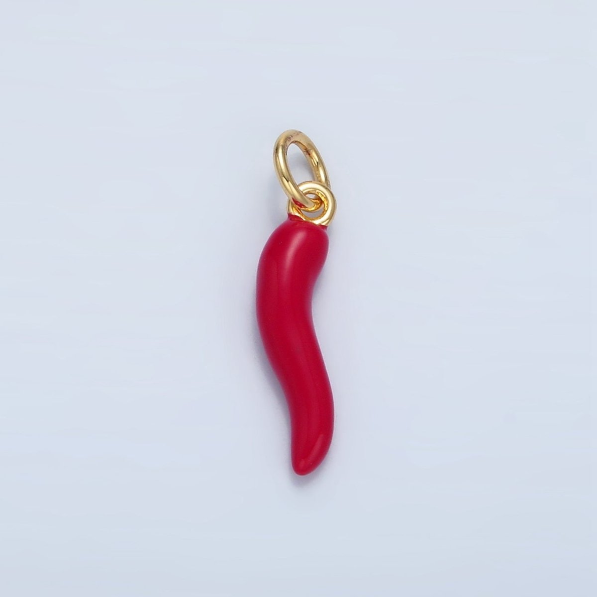 24K Gold Filled Red, White Enamel Chili Cornicello Italian Horn Charm | X306 - DLUXCA