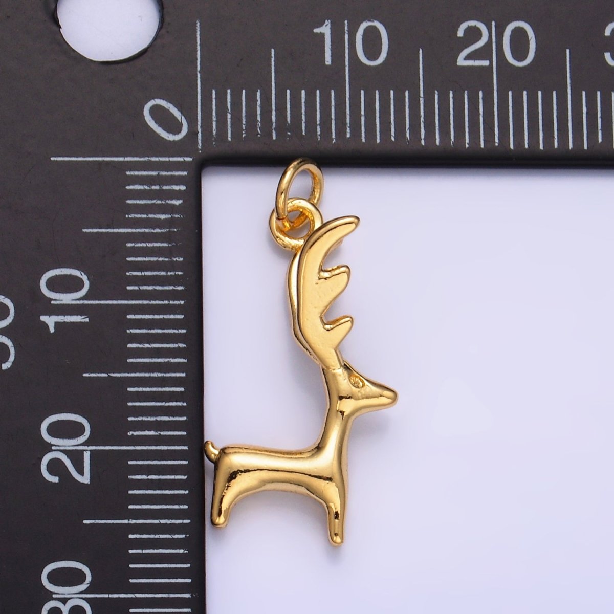 24K Gold Filled Reindeer Animal Multidimensional 3D Charm | W270 - DLUXCA