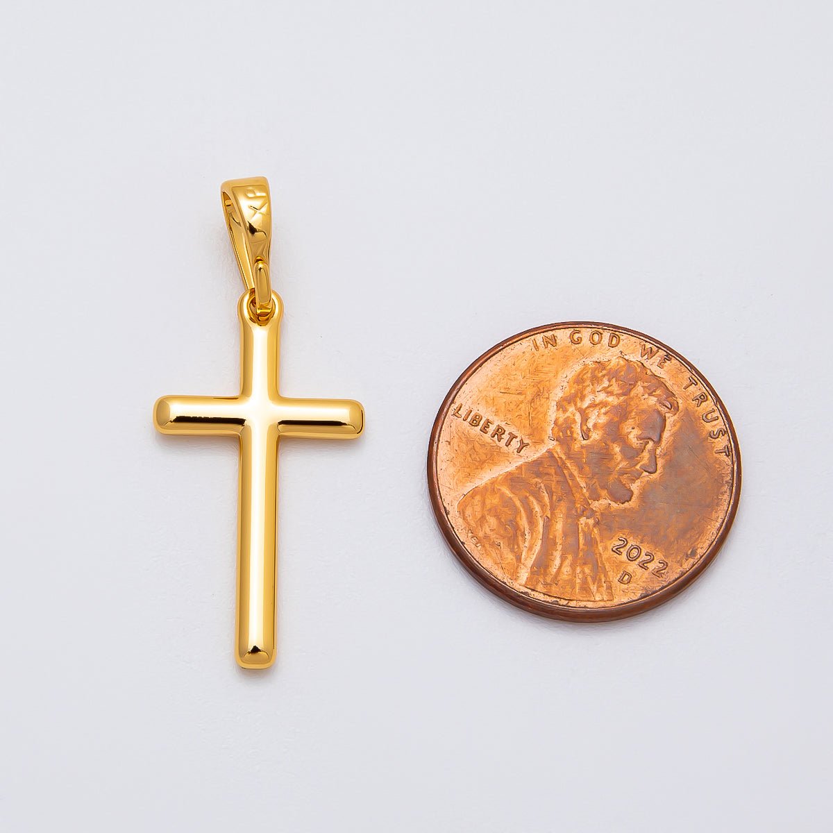 24K Gold Filled Religious Latin Cross Minimalist Christian Pendant | I095 - DLUXCA