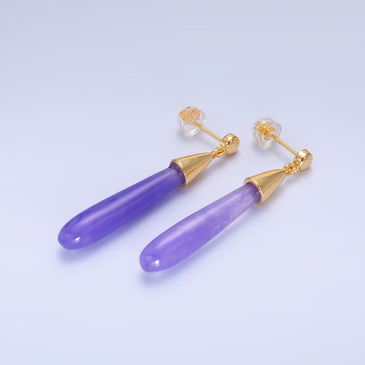 24K Gold Filled Resin Tube Drop Stud Earrings | V190 - V494 - DLUXCA