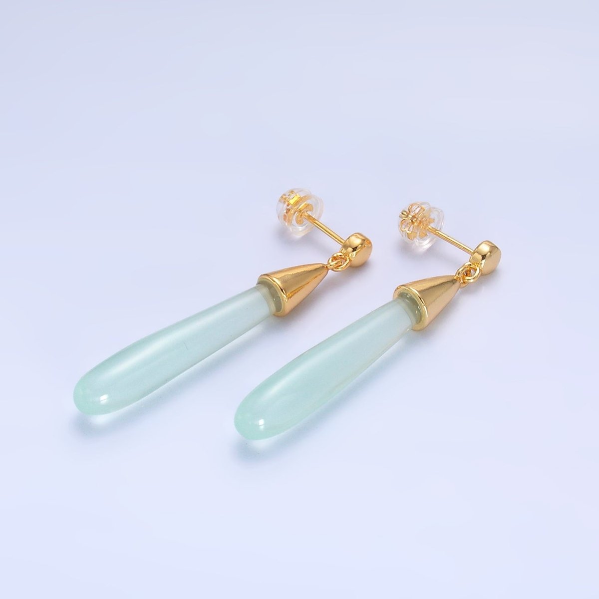 24K Gold Filled Resin Tube Drop Stud Earrings | V190 - V494 - DLUXCA