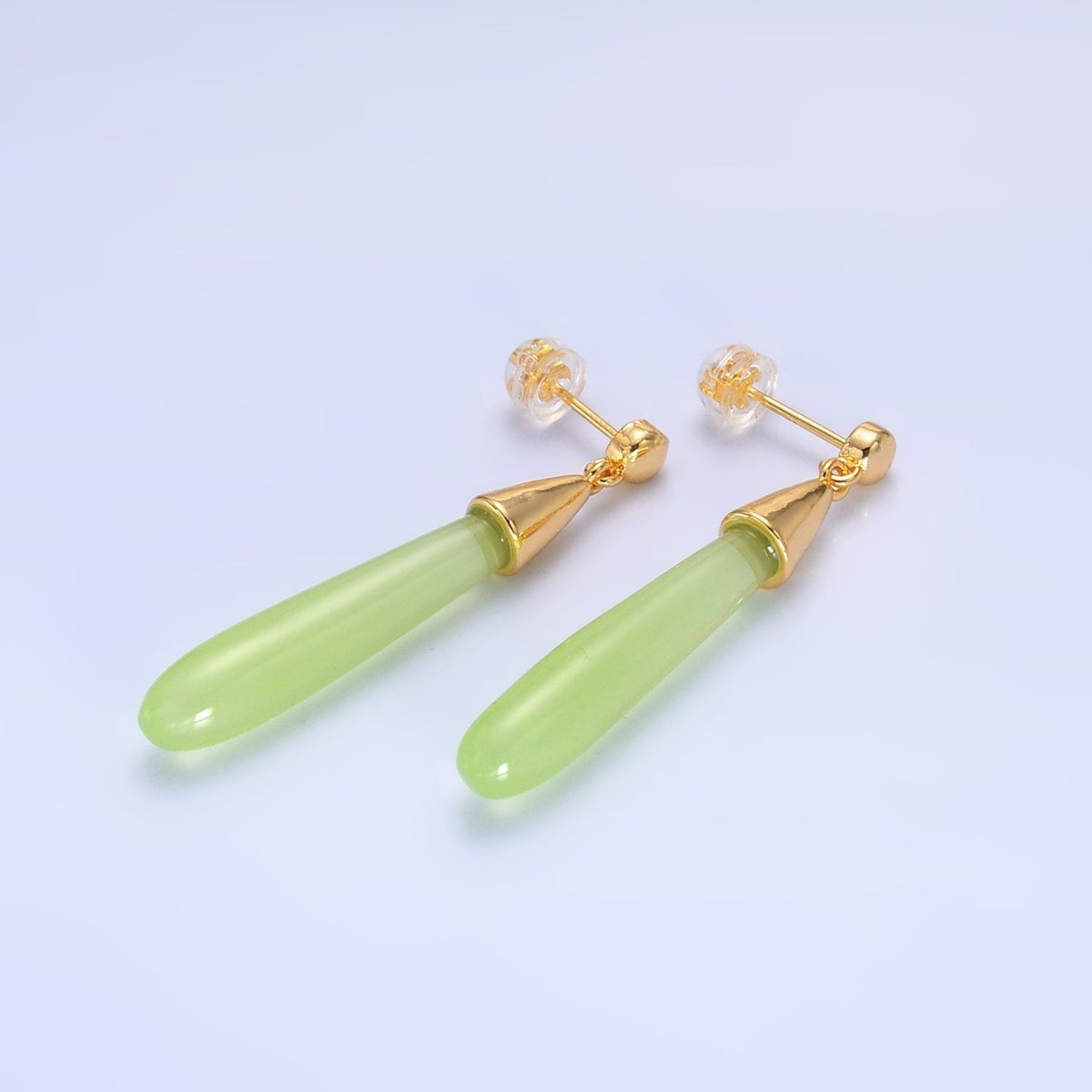 24K Gold Filled Resin Tube Drop Stud Earrings | V190 - V494 - DLUXCA