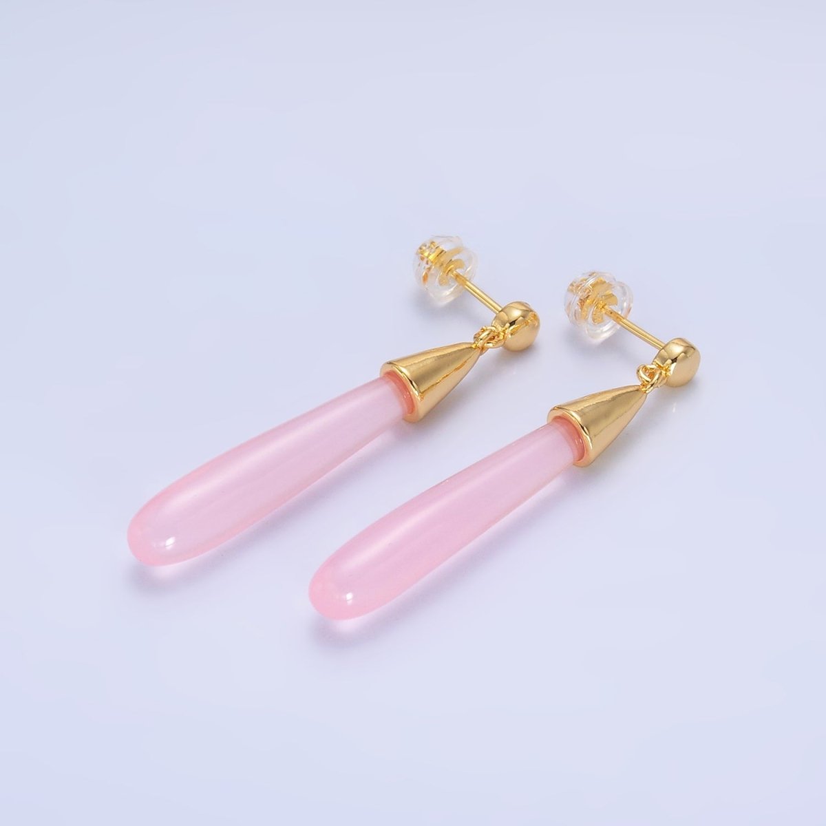 24K Gold Filled Resin Tube Drop Stud Earrings | V190 - V494 - DLUXCA