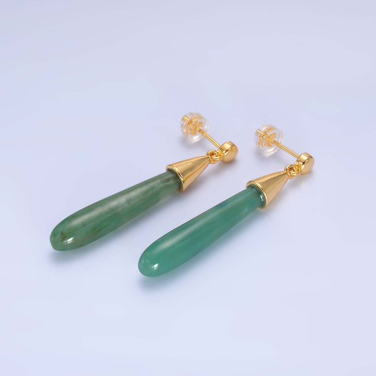 24K Gold Filled Resin Tube Drop Stud Earrings | V190 - V494 - DLUXCA