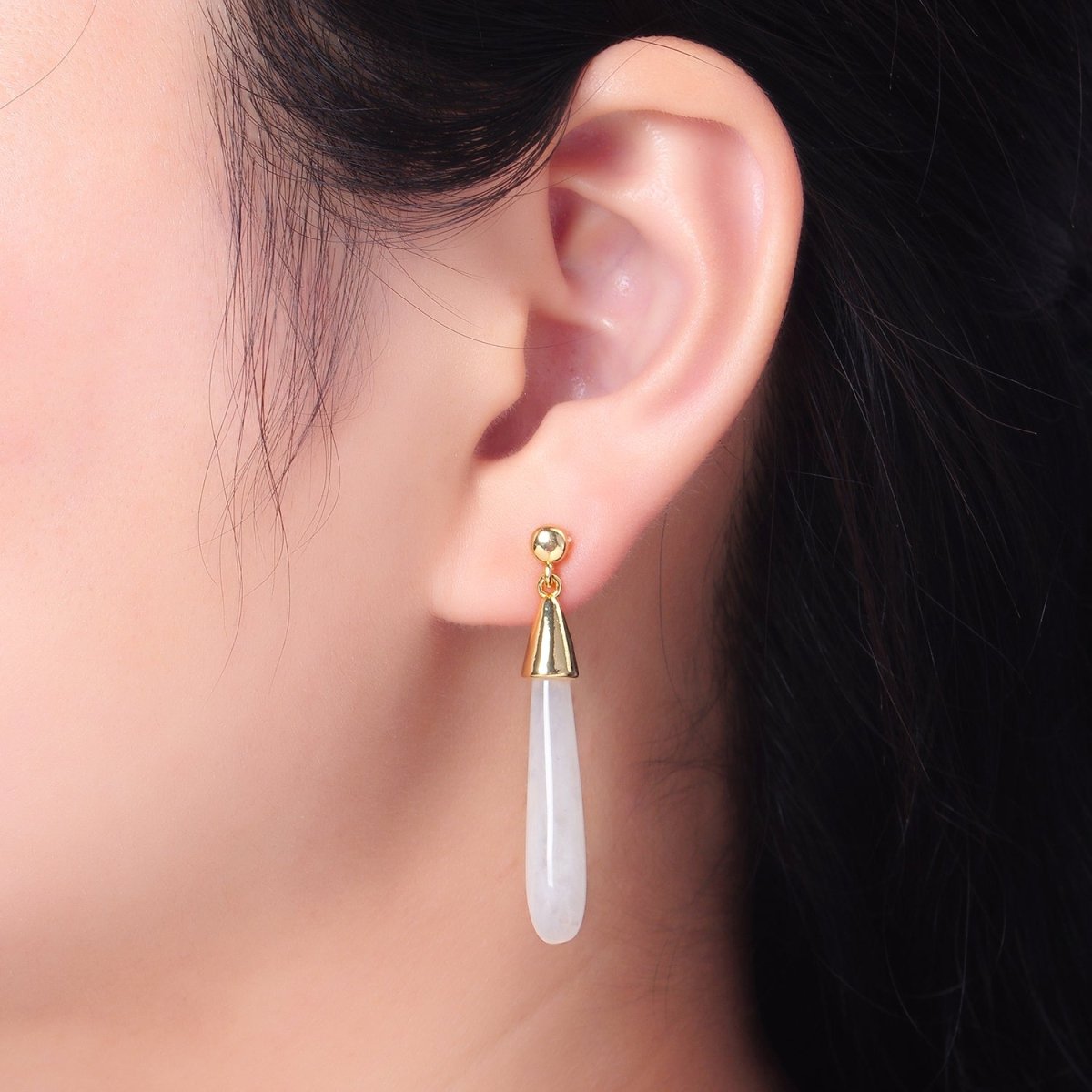 24K Gold Filled Resin Tube Drop Stud Earrings | V190 - V494 - DLUXCA