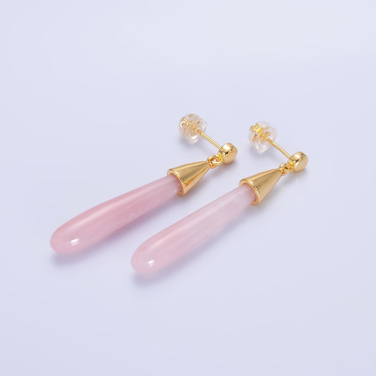 24K Gold Filled Resin Tube Drop Stud Earrings | V190 - V494 - DLUXCA