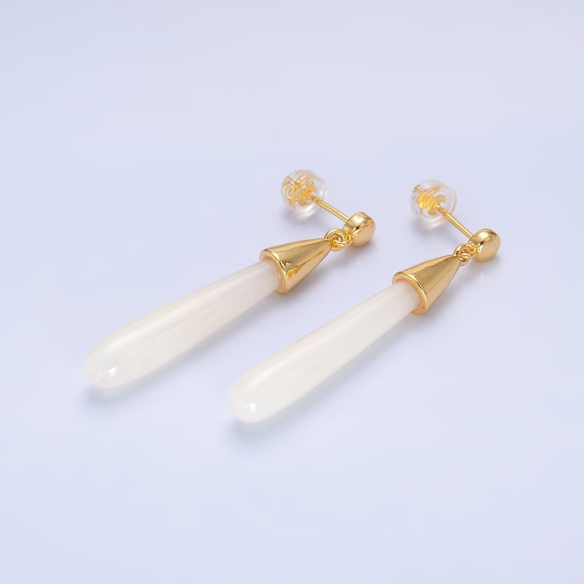 24K Gold Filled Resin Tube Drop Stud Earrings | V190 - V494 - DLUXCA