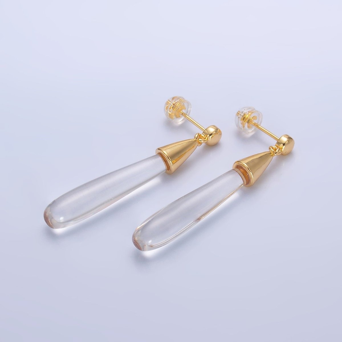 24K Gold Filled Resin Tube Drop Stud Earrings | V190 - V494 - DLUXCA