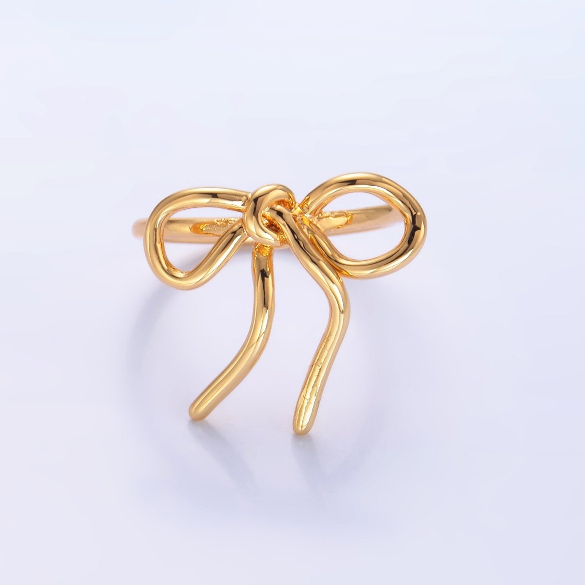 24K Gold Filled Ribbon Bow Minimalist Ring in Gold & Silver | O504 O541 - DLUXCA